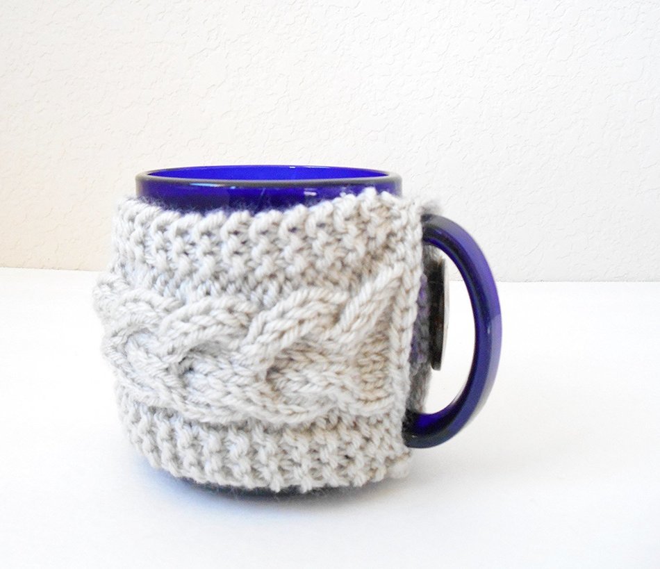 Hand Knit Cabled Mug Cozy N3