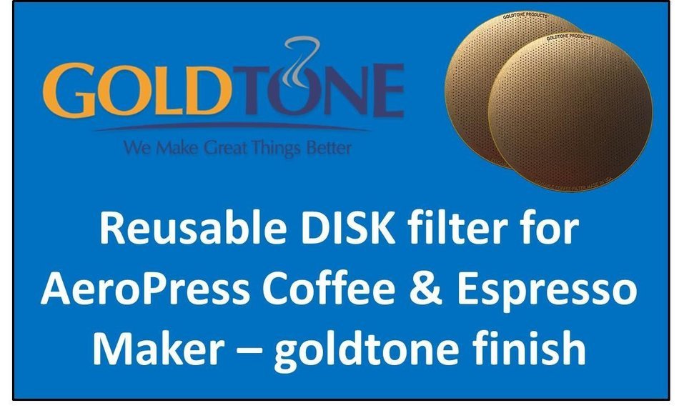 GoldTone(TM) Brewing DISK Coffee Filter for AeroPress Coffee & Espresso Maker - golden stainless steel reusable... N2
