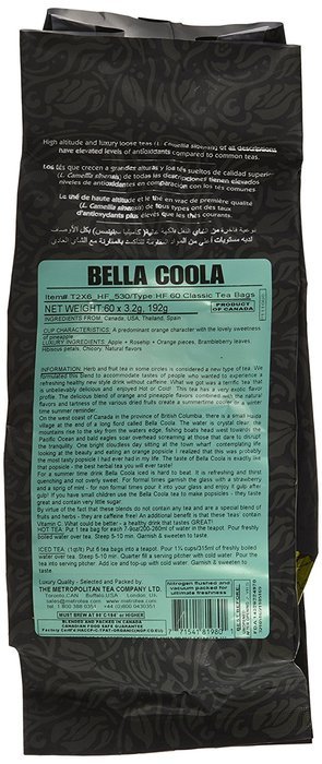 Metropolitan Tea 60 Count Classic Teabags, Bella Coola N3