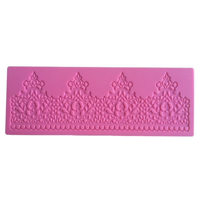 LYNCH Imperial Crown Shape Textured Silicone Cake Lace Mold Decor Pastry Tools,Pink N2