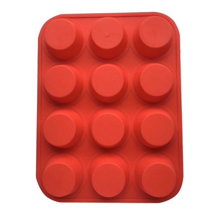 Plataplus Silicone Muffin Pan 12 Cup Nonstick Cupcake Baking Mold BPA Free, Red N4