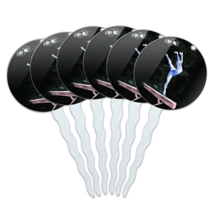 Set of 6 Cupcake Picks Toppers Decoration Sports and Hobbies - Bowling Ball N9