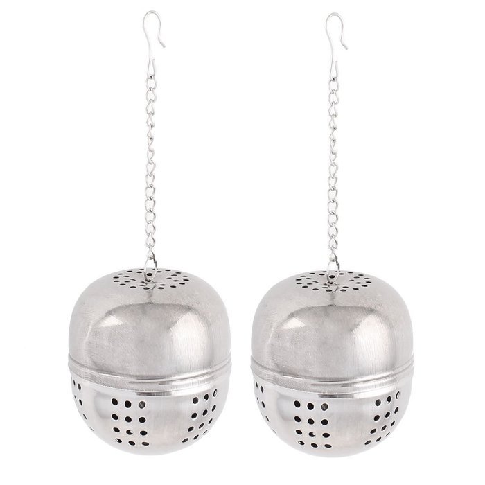 Stainless Steel Ball Strainer Tea Leaf Spice Infuser 55mm Dia 2pcs