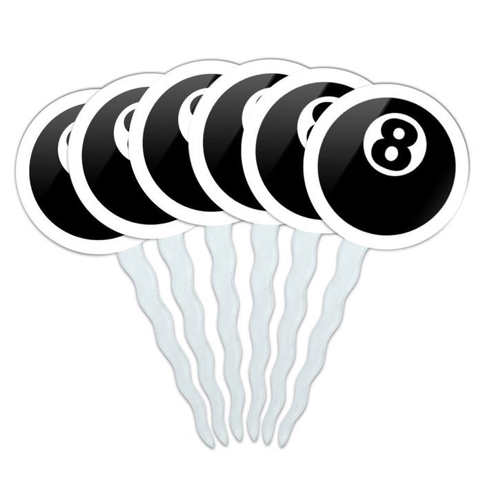 Set of 6 Cupcake Picks Toppers Decoration Sports and Hobbies - Bowling Ball N11