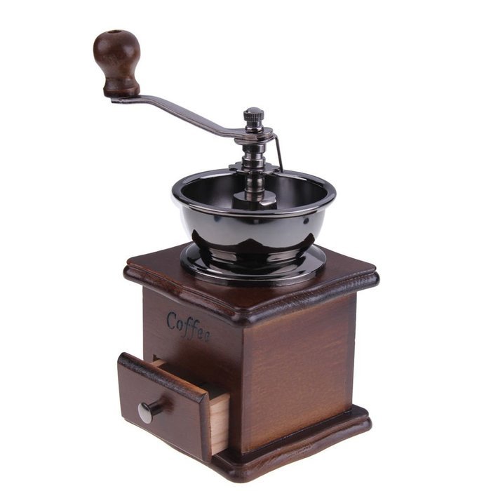 New Wooden Stand Bowl Mill Manual Coffee Bean Grinder Kitchen Hand Grinding Tool N4