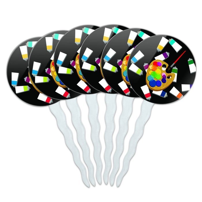 Set of 6 Cupcake Picks Toppers Decoration Sports and Hobbies - Bowling Ball N15
