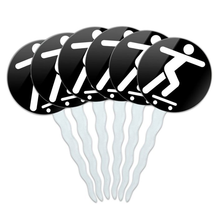 Set of 6 Cupcake Picks Toppers Decoration Sports and Hobbies - Bowling Ball N21