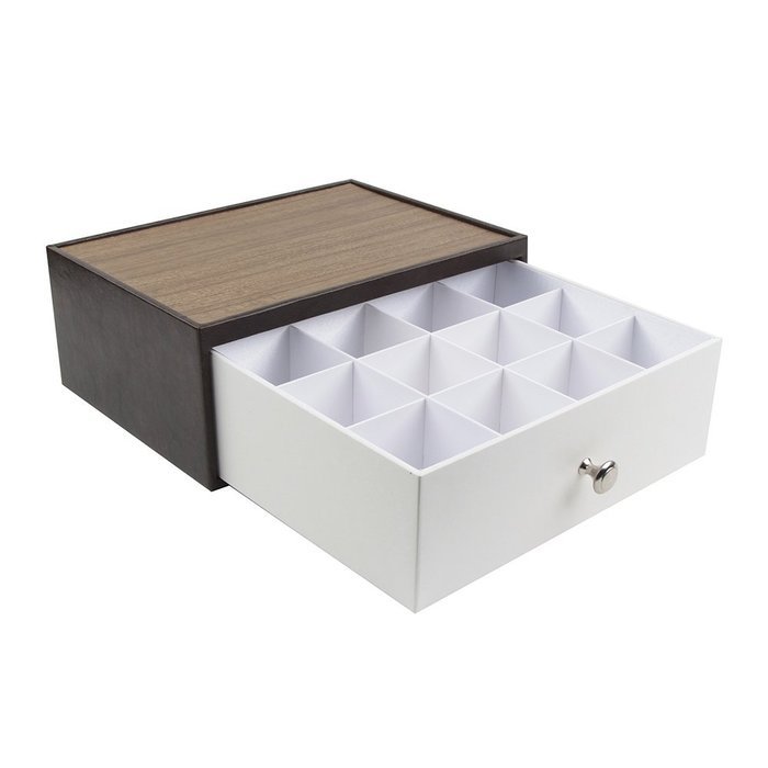 Jack Cube Leather Tea Box Storage Box Tea Bag Organizer Holder Tea Storage Drawer Holder with 12 Compartments(... N2