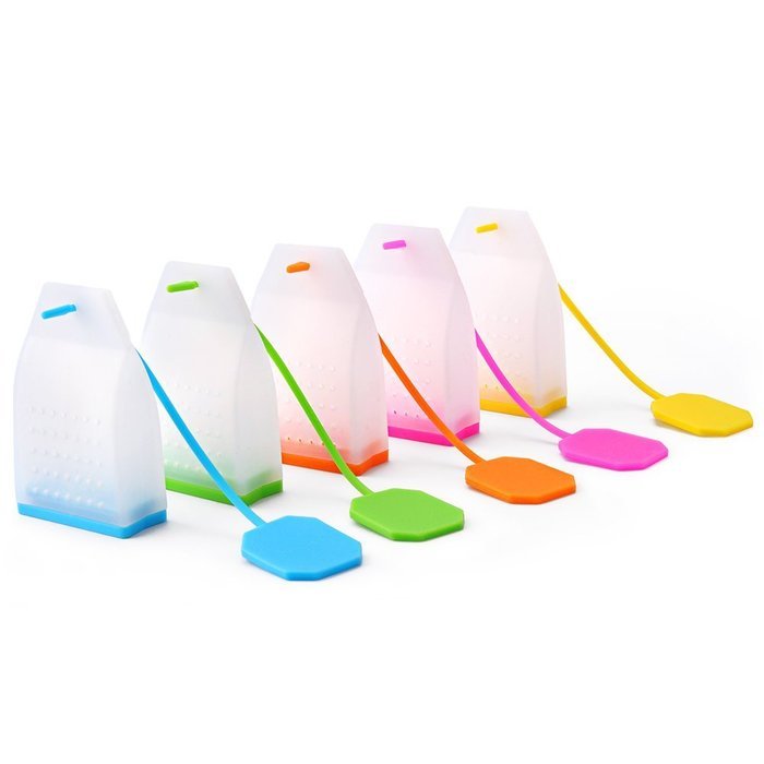 Silicone Tea Bags, Ououdee 5-Pack Reusable Loose Leaf Tea Infuser Strainer for Tea Cups, Mugs and Teapots-BPA... N4
