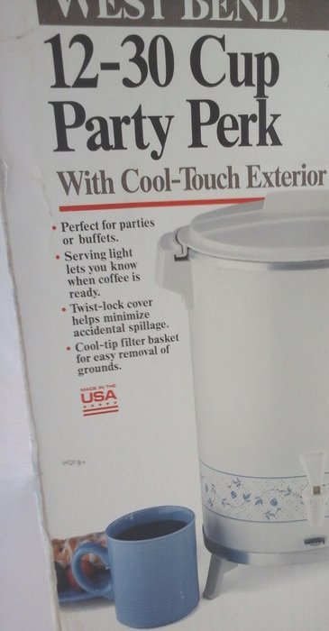 Westbend Party Perk Coffeemaker 12 to 30 Cup Coffeemaker