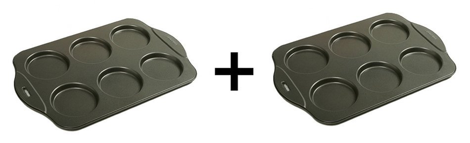 Norpro Puffy Muffin Top Pan Makes 6 Non Stick Crowns 4" Wide .5" Deep 2-Pack N2