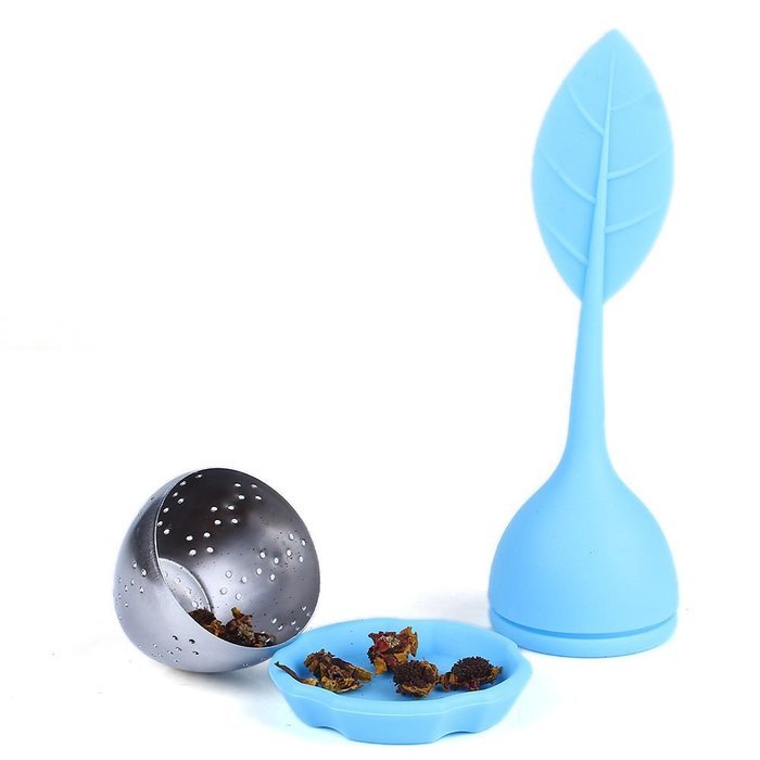 WICOO Silicone & Stainless Leaf Tea Strainer Teaspoon Infuser Ball Spice Filter (red) N9