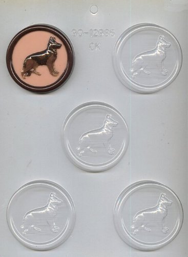 CK Products German Shepherd on 2-1/2-Inch Round Chocolate Mold