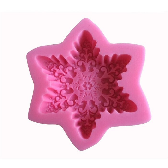 LYNCH Snow Flake Shape Chocolate 3D Silicone Mold Sugar Craft Cake Tools,Pink N3