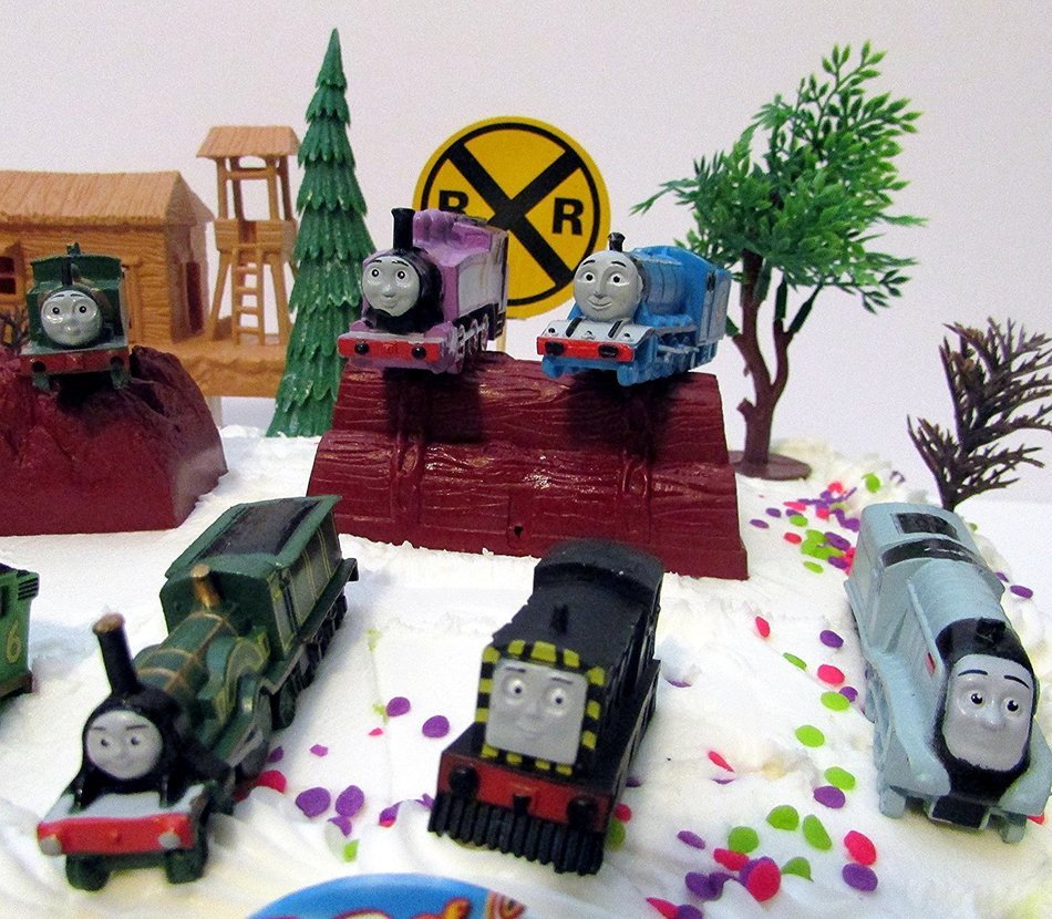 Thomas the Train Birthday Cake Topper Set Featuring Thomas, Hiro, James, Percy, Belle, Spencer and Other Thomas... N6