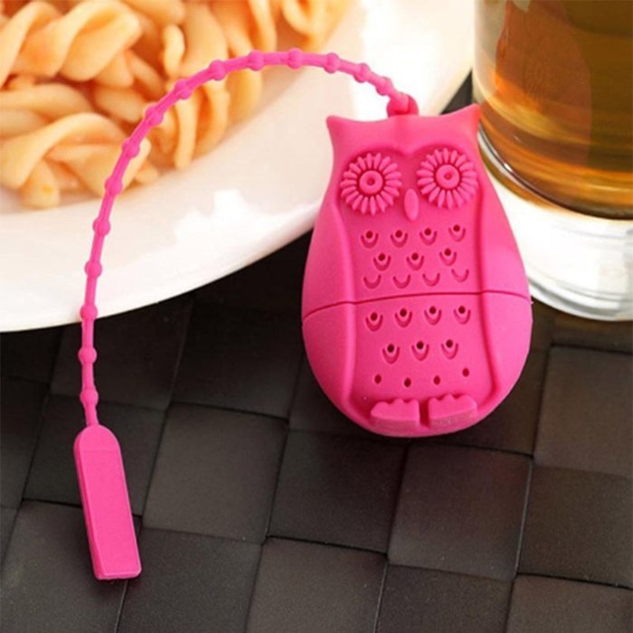 Beauty Clubs Best Silicone Strainer Owl Tea Infuser Funny Tea Filters (Rose Red) N4