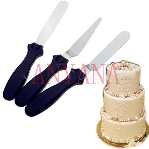 Anyana 3x Angled Straight Spatula Blade Icing Cream Spread Fondant Cake Decor Knife Kit N3