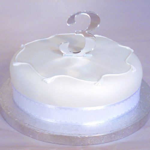 3 Silver Acrylic Mirror Cake Topper Number Script 10cm (4inch) Number Height inc spike 15cm N2