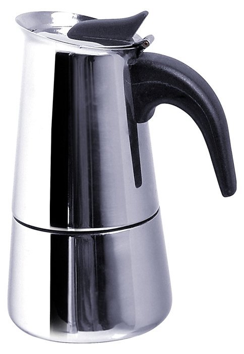 BC Classics BC-17760 4-Cup Stainless Steel Espresso Maker with Black Handle