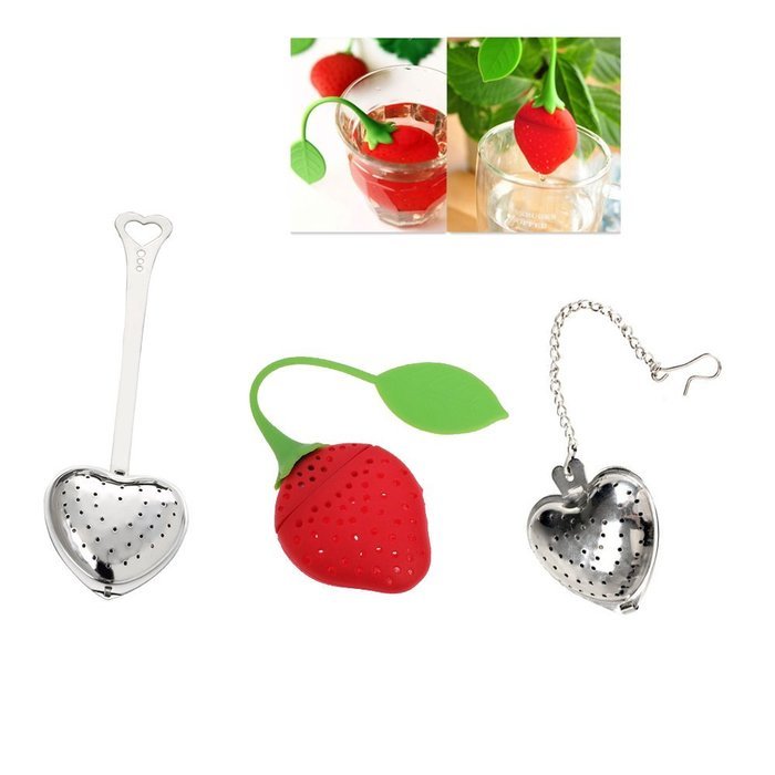 Tea Infuser Strainer Variety Pack by JERN (3 Pcs includes Heart shaped tea infuser with stick, Heart shaped tea...