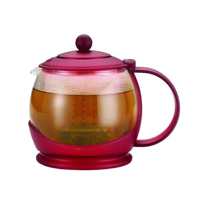 BonJour Tea "Prosperity" Borosilicate Glass Teapot with Plastic Frame, 42-Ounce, Black N9