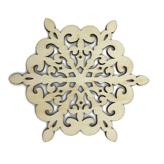 Mziart Set of 6 Snowflake Wood Coasters for Drinks and Coffee, Christmas Cup Mat, Gift Worthy N7