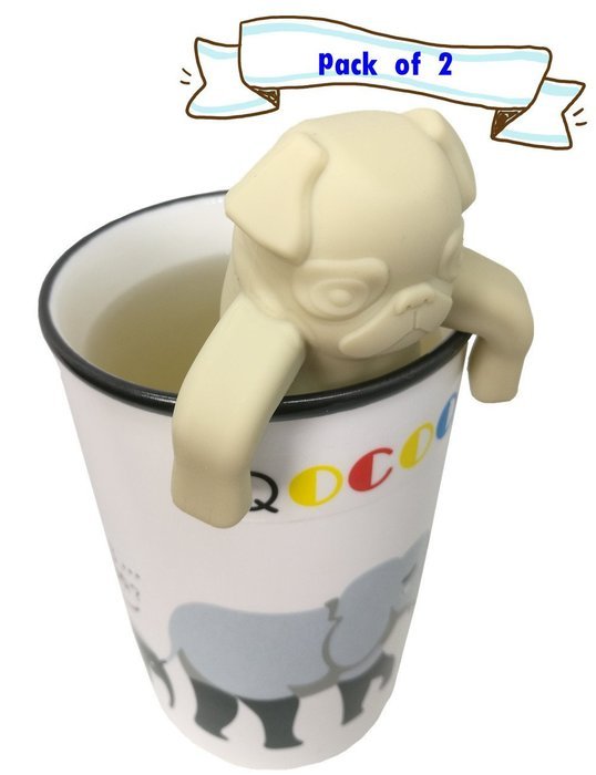 QOCOO Pack of 2 Dog shape Loose Leaf Food-Grade Silicone Tea Infuser Strainers Filter for Black Tea, Green Tea... N4