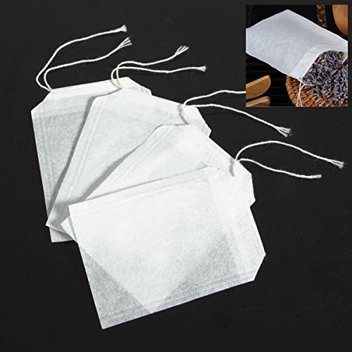 HARULU 100 pcs Empty Teabags String Heat Seal Filter Paper Herb Loose Tea Bags N6
