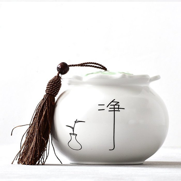 XDOBO L Ceramic Tea Tin Dry Goods Seal Pot Tea Storage Container Sealed Can Tea Accessories (D)