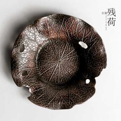 CCWY Large hand-carved hammer Tin coaster copper art coaster Cup pot holding saucer Taiwan tea zero allocation... N8
