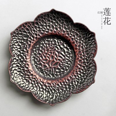CCWY Large hand-carved hammer Tin coaster copper art coaster Cup pot holding saucer Taiwan tea zero allocation... N9