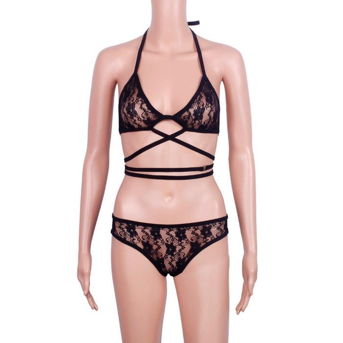 Bra Top ，Beautyvan Comfortable Strap Translucent Women Lace Briefs Underwear (L, Black) N7