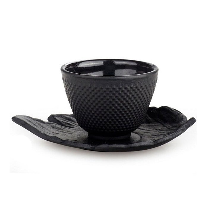 XDOBO Japanese Black Hammered 2-3 Oz Cast Iron Teacup (4, Round) N2