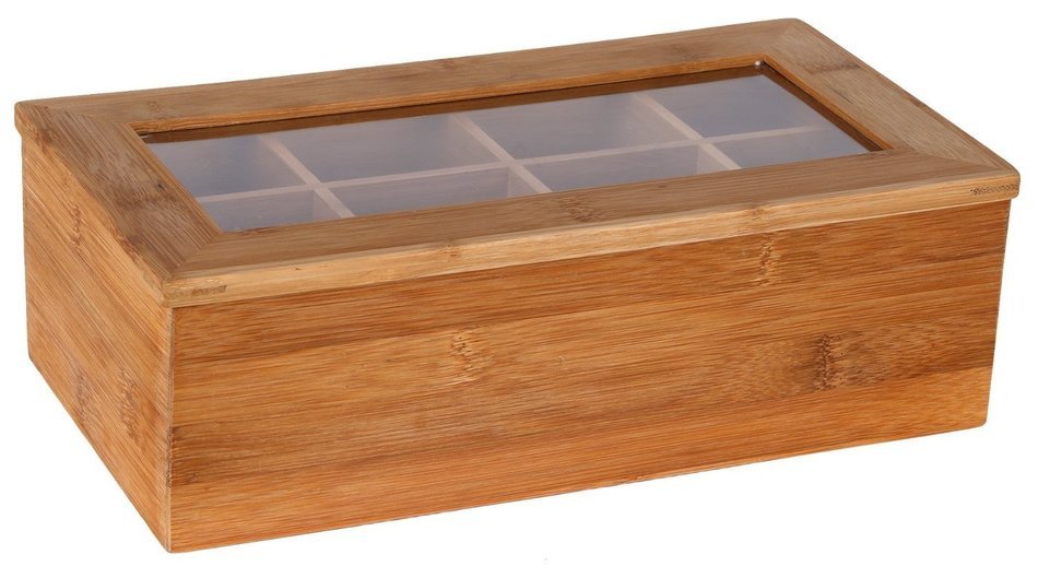 Estilo Bamboo Tea Storage Box, 8 Equally Divided Compartments N2