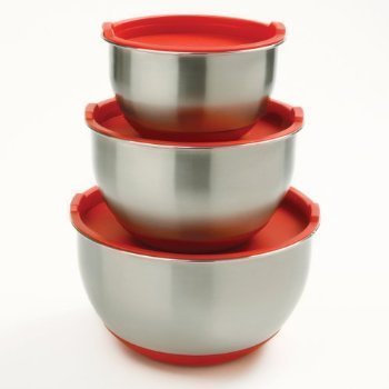 2 X Norpro 10446 3-Piece Stainless Steel Grip Bowls with Lids