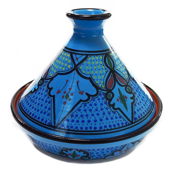 Le Souk Ceramique Sabrine Cookable Tagine, 12", Turquoise/Red/Gold/Green