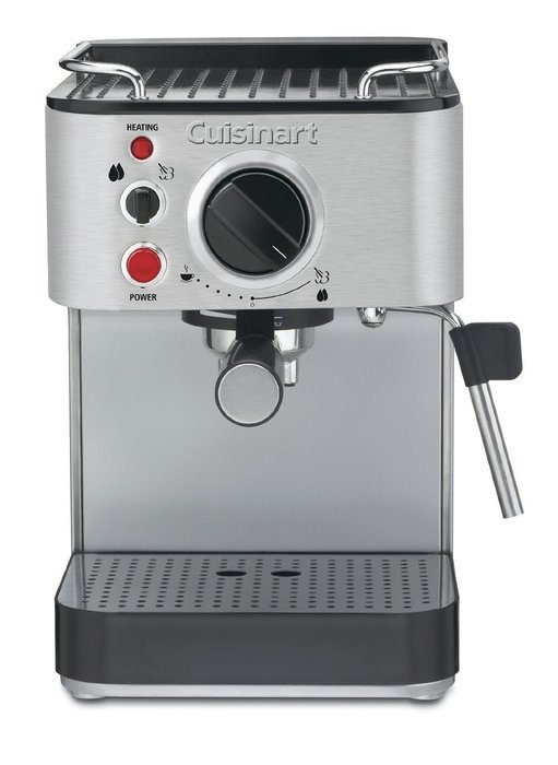 Cuisinart Stainless Steel 1000-Watt 15-Bar Espresso Maker with Stainless Steam Nozzle Built-In Cup Warming Tray N4