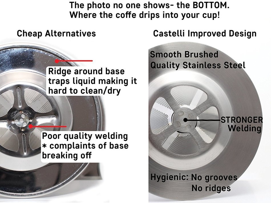 Castelli Coffee Paperless Pour Over Coffee Dripper | Stainless Steel Reusable Coffee Filter | Hand Drip Coffee... N3