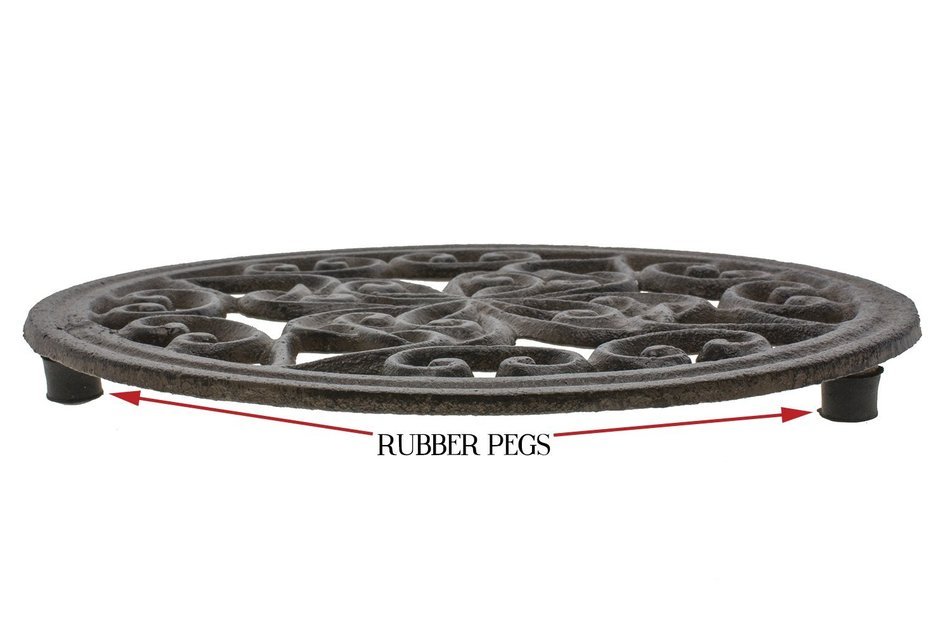 Cast Iron Trivet | Round with Vintage Pattern | Decorative Cast Iron Trivet For Kitchen Or Dining Table | 7.7... N11