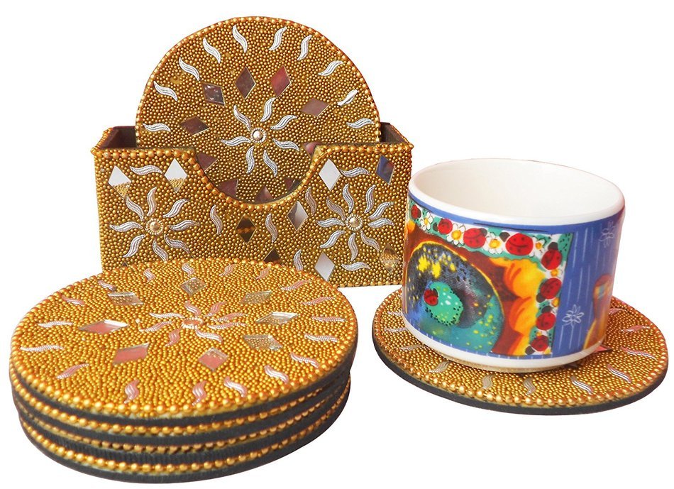 Indian Elegant & Decorative Traditional Tea Coaster Made with Lac , Decorative & Elegant Home & Office Purpose N6
