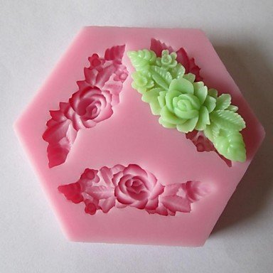 Sher Three Long Flower Baking Fondant Cake Chocolate Candy Mold,L7.3cmW7.3cmH1cm N3