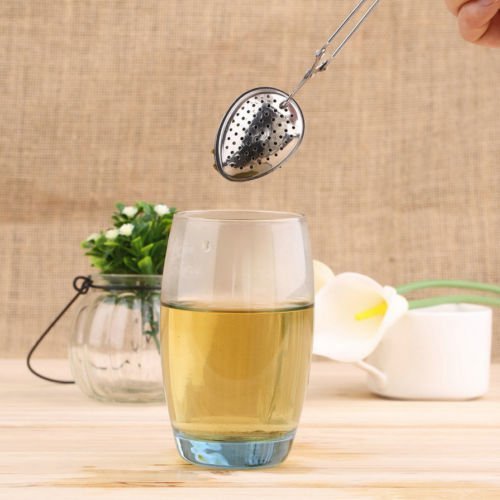 MoeWoods(TM) Stainless Steel Spoon Tea Ball Herb Mesh Infuser Filter Squeeze Strainer Z@ N4