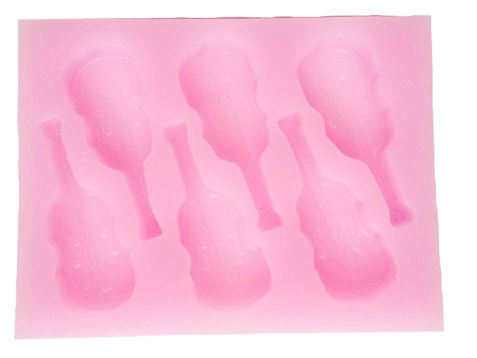 Funshowcase 6 Cavities Cello or Violin Music Theme Chocolate Candy Silicone Mold for Fondant Cake Decoration,... N4