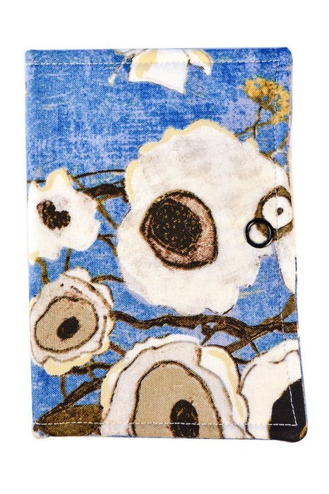 Dogwood- Creative Bliss Tea Wallet Blue w/ Large White & Brown Flowers N2