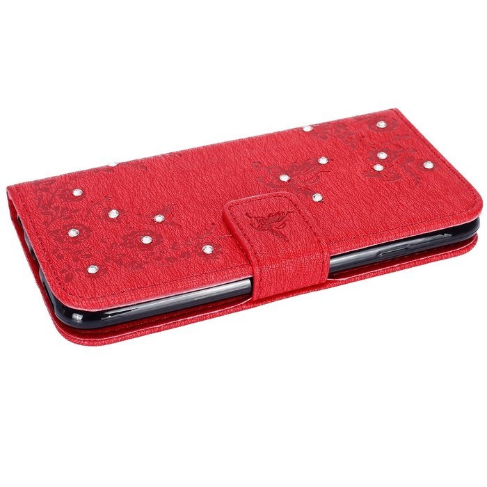 iPhone 7 Case,iPhone 7 Wallet Case,Phezen Serect Garden Series Butterfly Flower Bling Diamod Inlaid PU Leather... N44