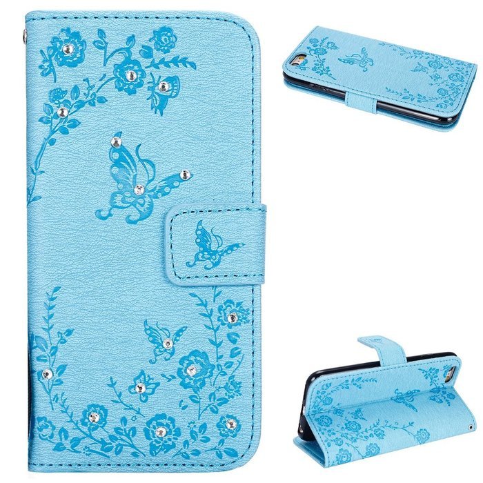 iPhone 7 Case,iPhone 7 Wallet Case,Phezen Serect Garden Series Butterfly Flower Bling Diamod Inlaid PU Leather... N45