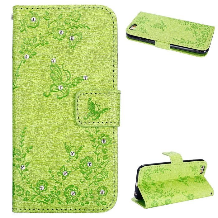 iPhone 7 Case,iPhone 7 Wallet Case,Phezen Serect Garden Series Butterfly Flower Bling Diamod Inlaid PU Leather... N50