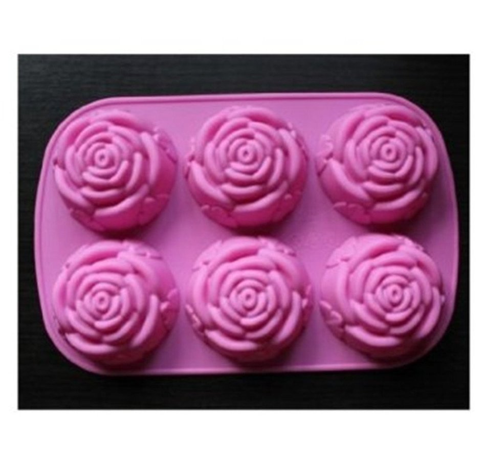 1 X U-beauty Rose Slicone 6 Capacity Cake Pan Baking Mold