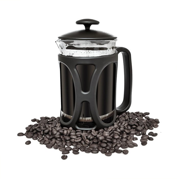 Groovy Peppers, French Coffee Press, Heat-proof Glass & plastic, 27ounce (6 cups) Black N6