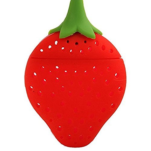 Teanfa Cute Reusable Strawberry Silicone Herbal Spice Tea Leaf Infuser Strainer Filter Bag Tea Ball (Red) N8